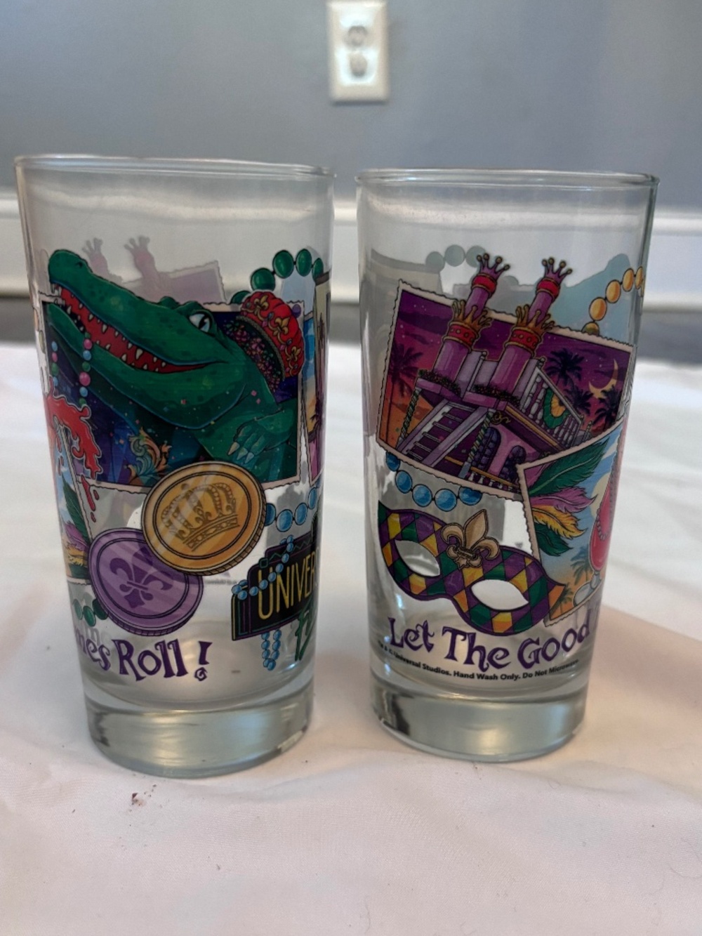 Universal Orlando Mardi Gras souvenir glasses